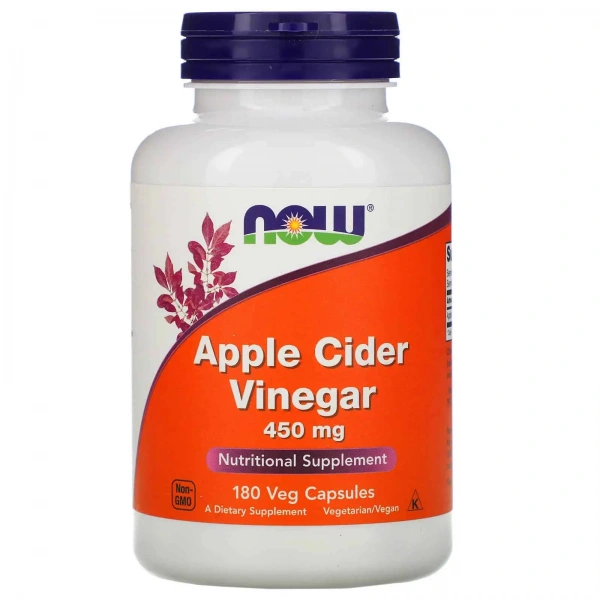 NOW FOODS Apple Cider Vinegar 450mg (Ocet Jabłkowy) 180 Kapsułek wegetariańskich