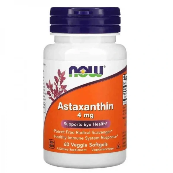 NOW FOODS Astaxanthin 4mg (Supports Eye Health) 60 Veggie Softgels