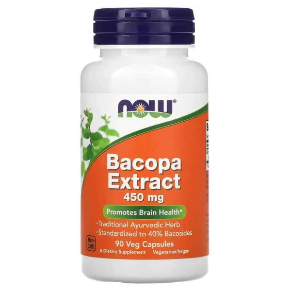 NOW FOODS Bacopa Extract 450mg (Promotes Brain Health) 90 Vegetarian Capsules