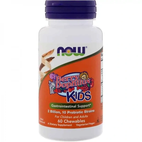 NOW FOODS BerryDophilus Kids (Układ pokarmowy, Odporność) 60 Tabletek do żucia