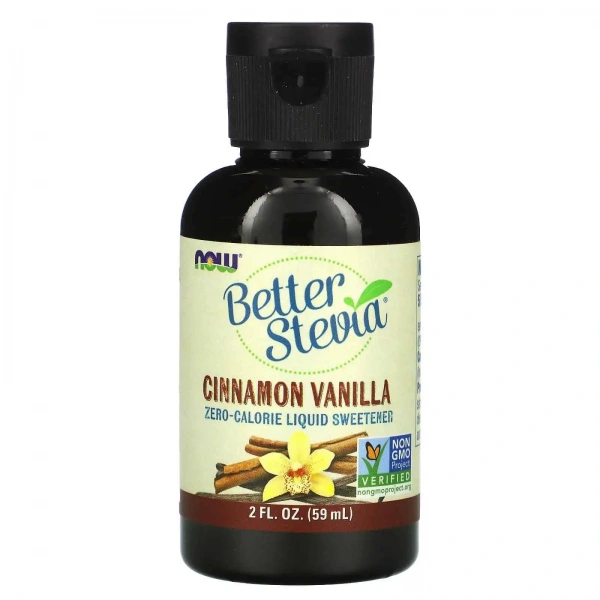 NOW FOODS BetterStevia Liquid Cinnamon Vanilla (Cynamon i Wanilia - Słodzik bez Kalorii) 59ml