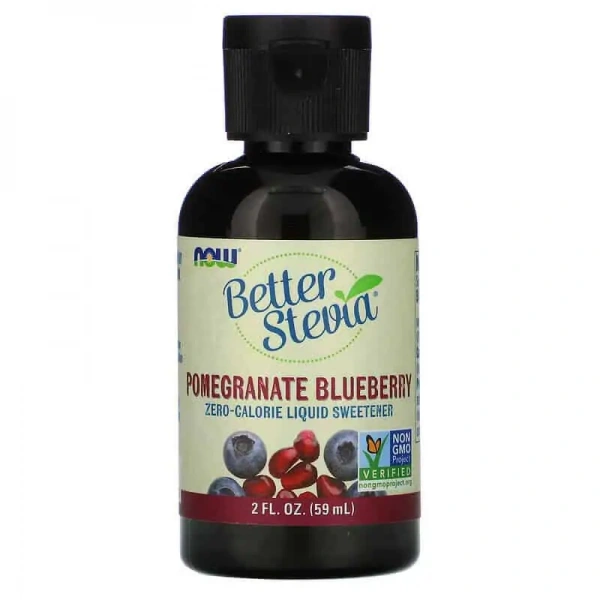 NOW FOODS BetterStevia Liquid Pomegranate Blueberry (Słodzik bez Kalorii, Granat Borówka Amerykańska) 59ml