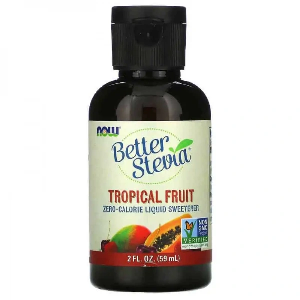 NOW FOODS BetterStevia Liquid Tropical Fruit (Słodzik bez Kalorii, Owoce Tropikalne) 59ml