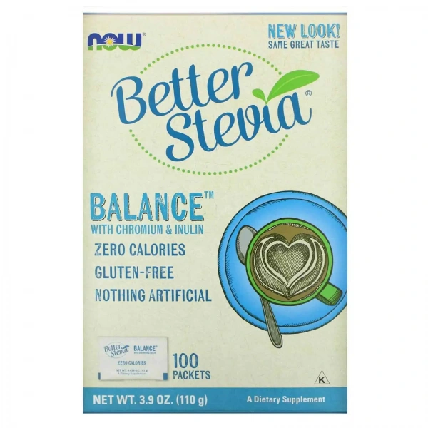NOW FOODS BetterStevia Balance™ with Chromium & Inulin 100 Packets