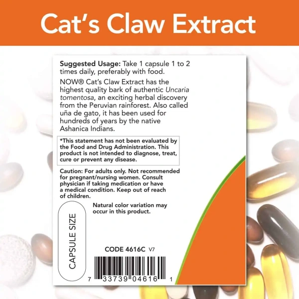 NOW FOODS Cat's Claw Extract 60 Kapsułek wegetariańskich