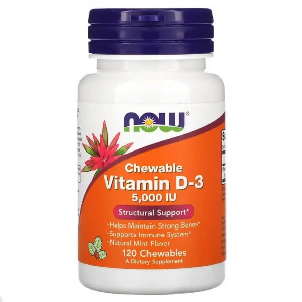 NOW FOODS Vitamin D-3 Chewable 5000IU (Vitamin D3) 120 Chewable