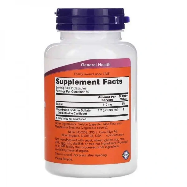 NOW FOODS Chondroitin Sulfate 600mg (Advanced Joint Support) 120 Capsules