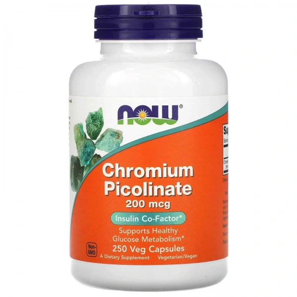NOW FOODS Chromium Picolinate 200mcg 250 Vegetarian Capsules