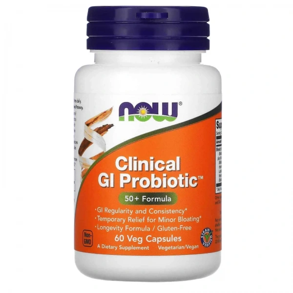 NOW FOODS Clinical GI Probiotic (50+ Formula) 60 Vegetarian Capsules