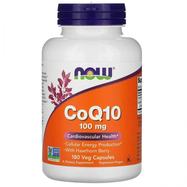 NOW FOODS CoQ10 with Hawthorn Berry 100mg 180 Vegetarian Capsules