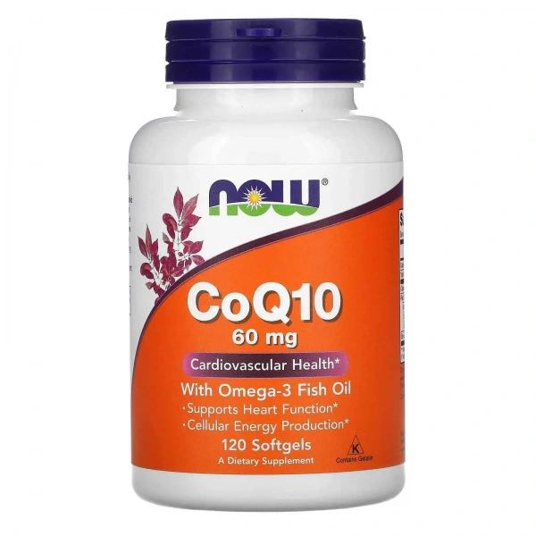 NOW FOODS CoQ10 with Omega-3 Fish Oil 60mg (Cardiovascular Health) 120 Softgels