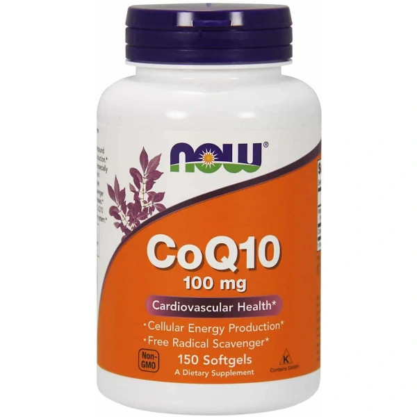 NOW FOODS CoQ10 with Vitamin E 100mg (Koenzym Q10, Witamina E) 150 Kapsułek żelowych