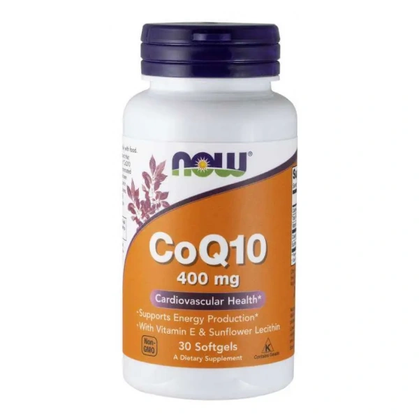 NOW FOODS CoQ10 with Vitamin E & Sunflower Lecithin 400mg (Zdrowie układu krążenia) 30 Kapsułek żelowych