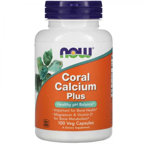 NOW FOODS Coral Calcium Plus (Magnez, Zdrowie kości) 100 Kapsułek żelowych