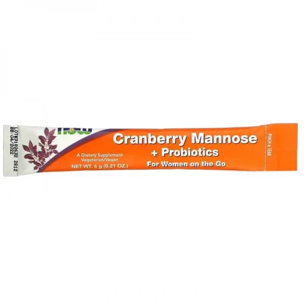 NOW FOODS Cranberry Mannose + Probiotics (Wsparcie dla zdrowych dróg moczowych) 24 Saszetki