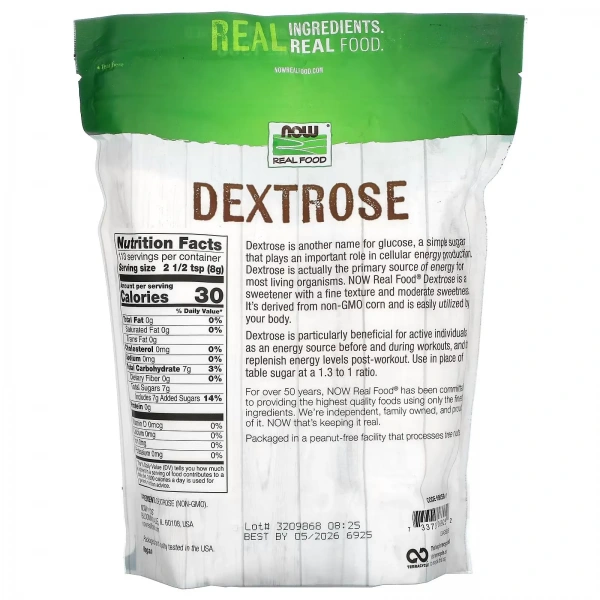 NOW FOODS Dextrose (The Energizing Sweetener) 32 oz. (907g)