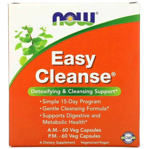 NOW FOODS Easy Cleanse AM PM (Wsparcie detoksykujące i oczyszczające) 2 x 60 Kapsułek wegetariańskich