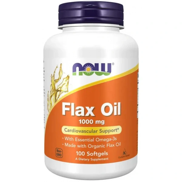 NOW FOODS Flax Oil 1000mg (Olej lniany, Wsparcie układu krążenia) 100 Kapsułek żelowych