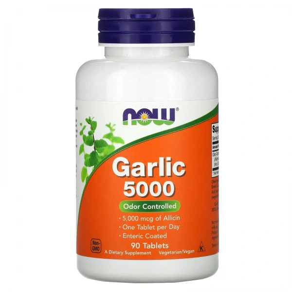 NOW FOODS Garlic 5000 (Odor Controlled) 90 Vegetarian Tablets