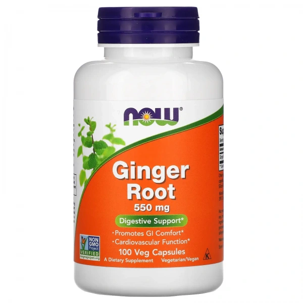 NOW FOODS Ginger Root 550mg (Digestive Support) 100 Vegetarian Capsules