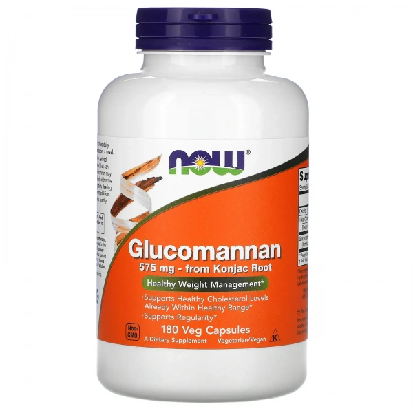 NOW FOODS Glucomannan 575mg (Healthy Weight Management) 180 Vegetarian Capsules