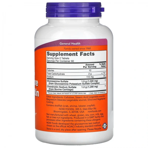 NOW FOODS Glucosamine & Chondroitin Extra Strength (Joint Health) 120 Tablets