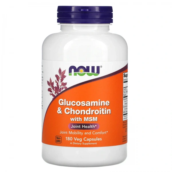 NOW FOODS Glucosamine & Chondroitin with MSM (Zdrowie stawów) 180 Kapsułek wegetariańskich