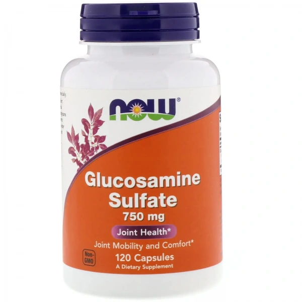 NOW FOODS Glucosamine Sulfate 750mg (Siarczan glukozaminy, Zdrowie stawów) 120 Kapsułek wegetariańskich