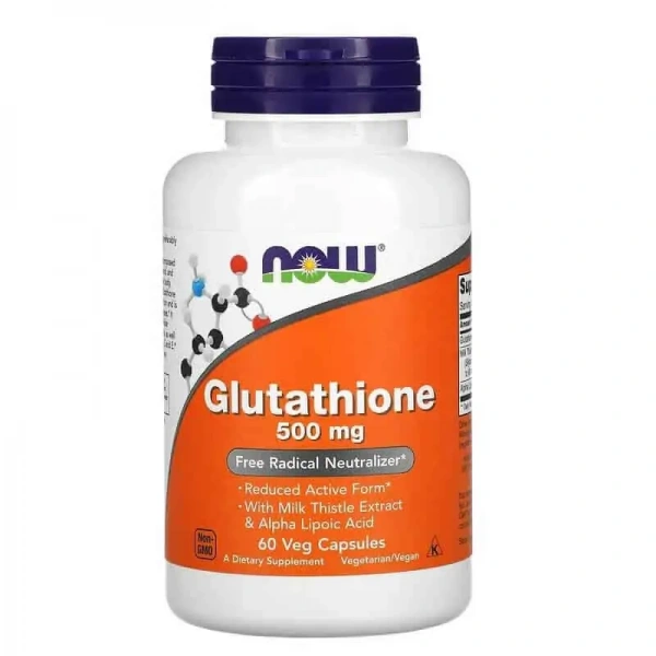 NOW FOODS Glutathione with Milk Thistle Extract & Alpha Lipoic Acid 500mg 60 Vegetarian Capsules