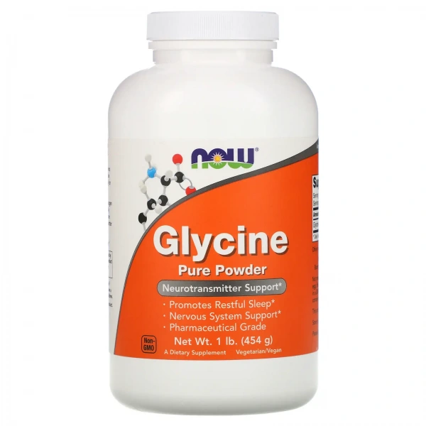 NOW FOODS Glycine Pure Powder (Glicyna w proszku, Wsparcie układu nerwowego) 454g