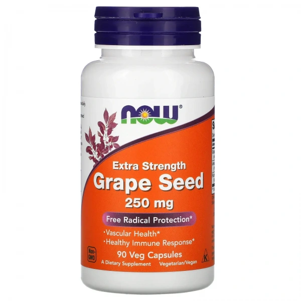 NOW FOODS Grape Seed Extra Strength 250mg (Free Radical Scavenger) 90 Vegetarian Capsules