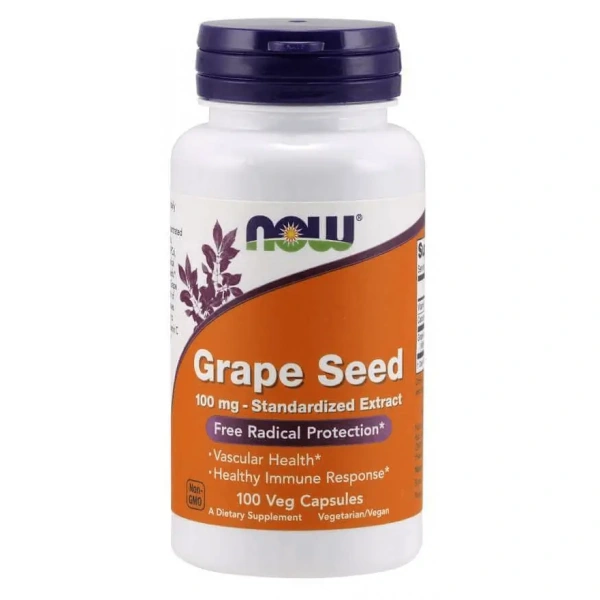 NOW FOODS Grape Seed Standardized Extract 100mg (Ekstrakt z Pestek Winogron) 100 Kapsułek wegetariańskich