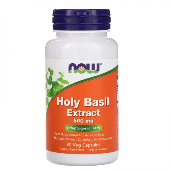 NOW FOODS Holy Basil Extract 500mg (Adapting the body to stress, Carbohydrate Metabolism) 90 Vegetarian Capsules