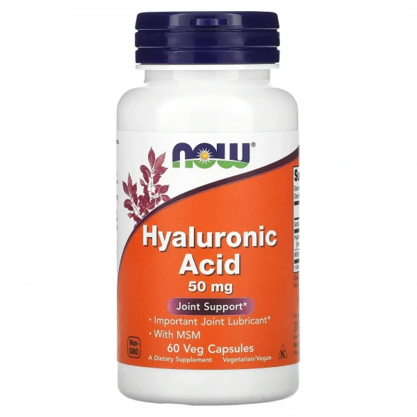 NOW FOODS Hyaluronic Acid with MSM 50mg (Joint Support) 60 Vegetarian Capsules