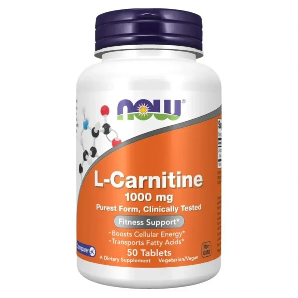 NOW FOODS L-Carnitine 1000mg (Fitness Support) 50 Vegetarian Tablets