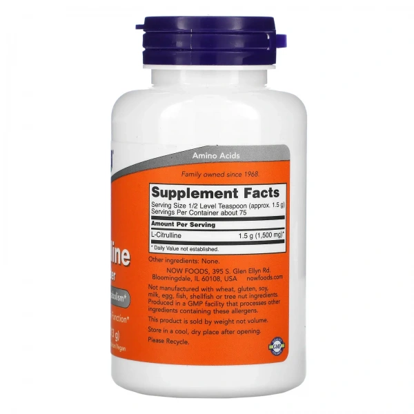 NOW FOODS L-Citrulline Pure Powder (Supports Protein Metabolism) 4 oz. (113g)