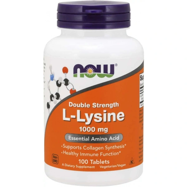 NOW FOODS L-Lysine (Lizyna) 1000mg - 100 tabletek wegańskich