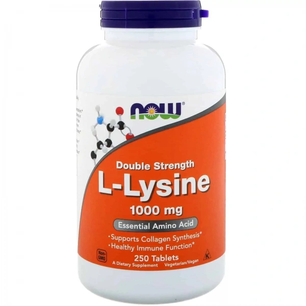 NOW FOODS Double Strength L-Lysine 1000mg 250 vegan tablets