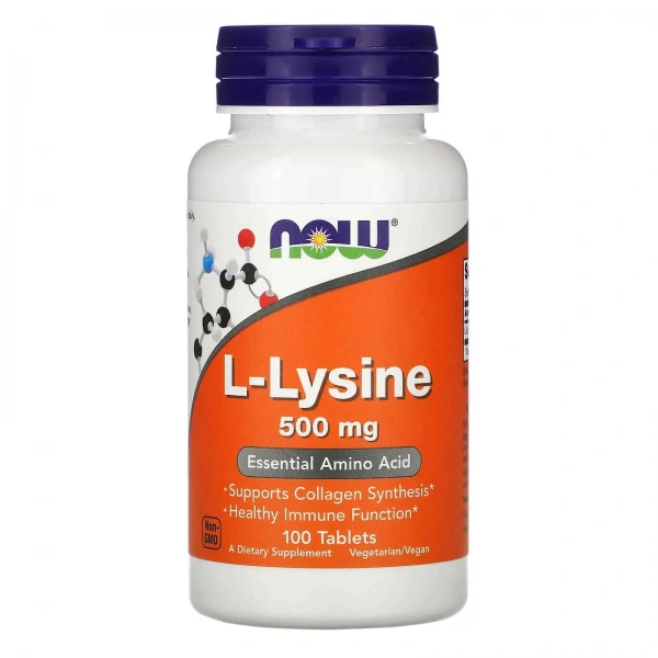 NOW FOODS L-Lysine 500mg (Lysine) 100 Vegan Tablets