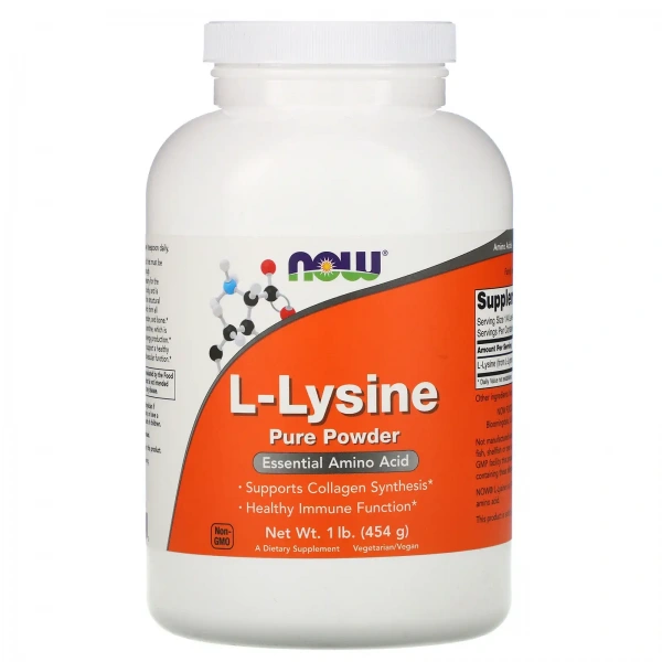 NOW FOODS L-Lysine Pure Powder (Supports Collagen Synthesis) 1 lb. (454g)