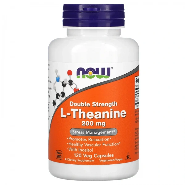 NOW FOODS L-Theanine Double Strength 200mg (Stress Management) 120 Vegetarian Capsules