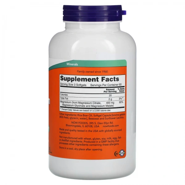 NOW FOODS Magnesium Citrate - 180 Softgels