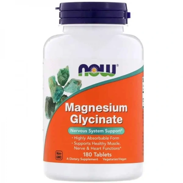 NOW FOODS Magnesium Glycinate 180 Vegetarian Tablets