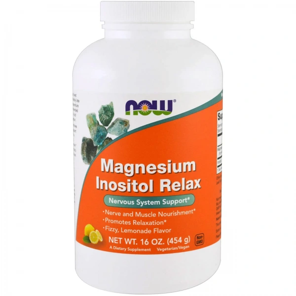 NOW FOODS Magnesium Inositol Relax Powder (Odprężenie, Magnez, Inozytol) 454g Lemoniada