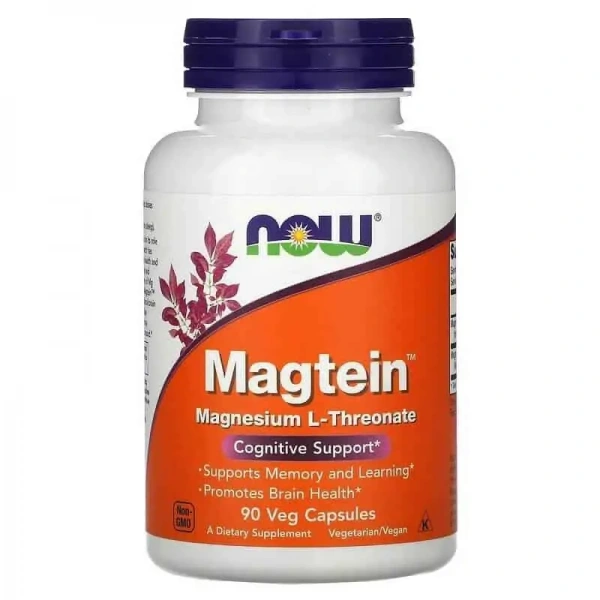 NOW FOODS Magtein Magnesium L-Threonate (Mózg, Funkcje poznawcze) 90 Kapsułek wegetariańskich