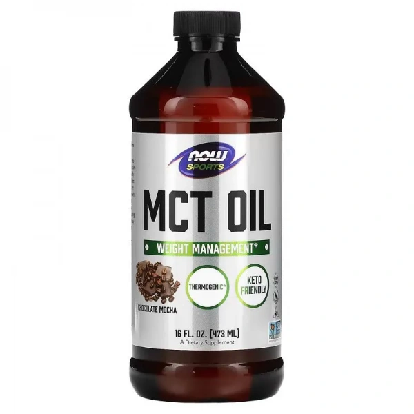 NOW SPORTS MCT Oil 100% Pure (Olej MCT) - 473 ml Czekoladowa Mokka