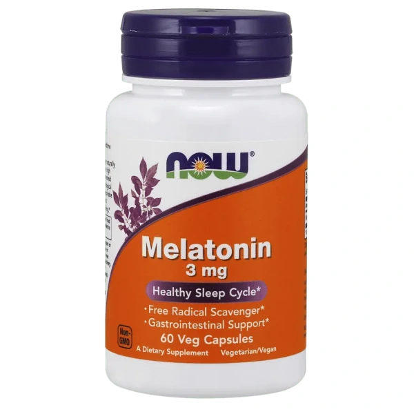 NOW FOODS Melatonin (Melatonina) 3 mg - 60 kapsułek wegańskich