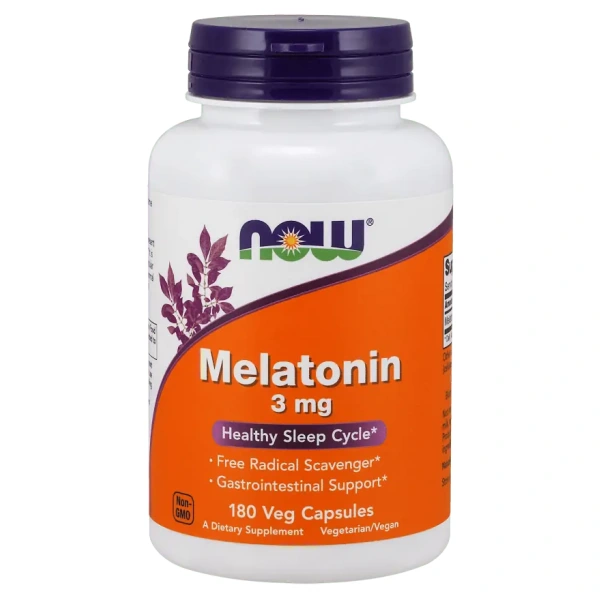 NOW FOODS Melatonin (Melatonina) 3 mg - 180 kapsułek wegańskich