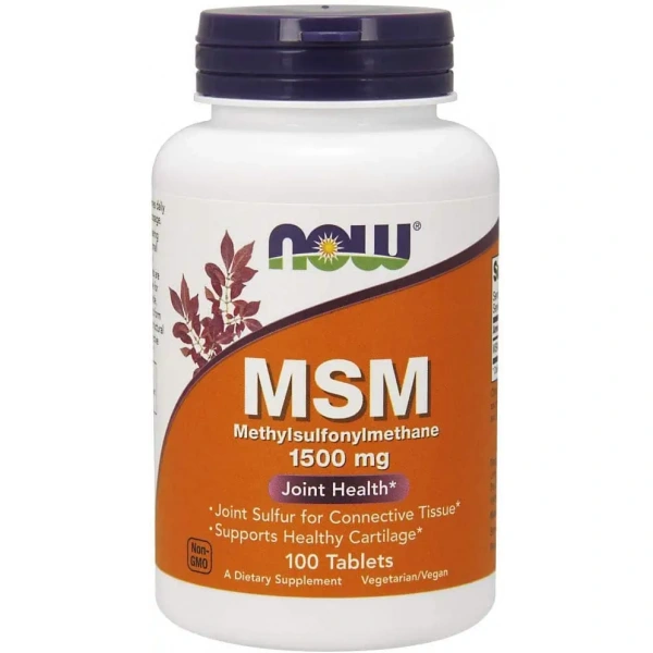 NOW FOODS MSM 1500mg (Methylsulfonylmethane, Organic Sulfur) 100 Vegetarian Tablets