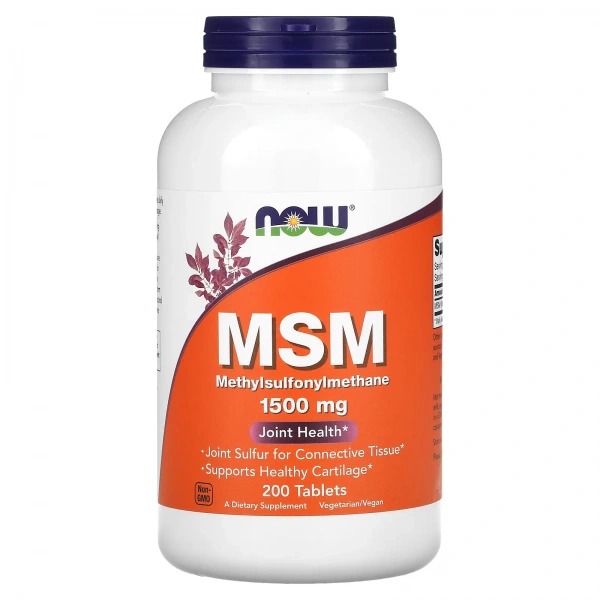 NOW FOODS MSM Methylsulphonylmethane 1500mg (Joint Health) 200 Vegetarian Tablets